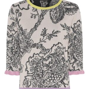 Lundgaard Strik - Jacquard - Grå Blomster - Lundgaard