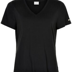 IN FRONT Nina V-neck T-shirt, Farve: Black, Størrelse: L, Dame - IN FRONT