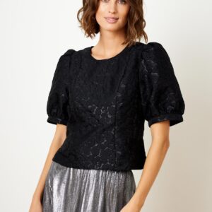 IN FRONT Eliana Bluse, Farve: Black, Størrelse: L, Dame - IN FRONT