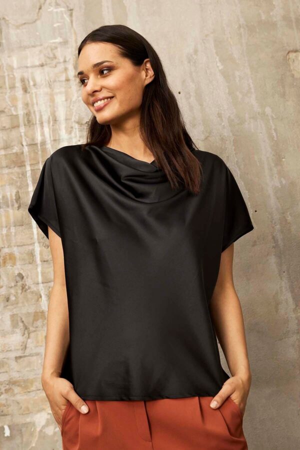 IN FRONT Mandy Bluse, Farve: Black, Størrelse: S, Dame - IN FRONT