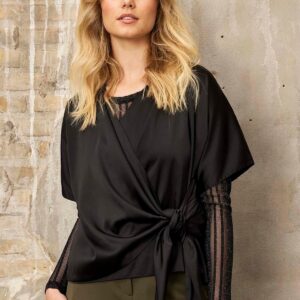 IN FRONT Mandy Bluse, Farve: Black, Størrelse: XL, Dame - IN FRONT