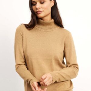 IN FRONT Camille High Neck Pullover, Farve: Camel, Størrelse: L, Dame - IN FRONT