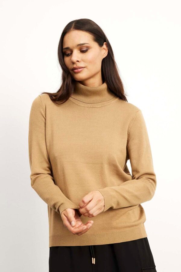 IN FRONT Camille High Neck Pullover, Farve: Camel, Størrelse: M, Dame - IN FRONT