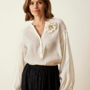 IN FRONT Lilla Bluse, Farve: Off White, Størrelse: L, Dame - IN FRONT