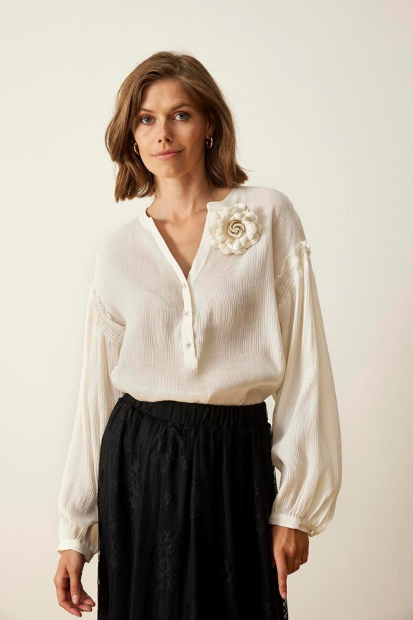 IN FRONT Lilla Bluse, Farve: Off White, Størrelse: XL, Dame - IN FRONT