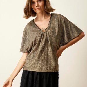 IN FRONT Papilur Bluse, Farve: Old Gold, Størrelse: L, Dame - IN FRONT