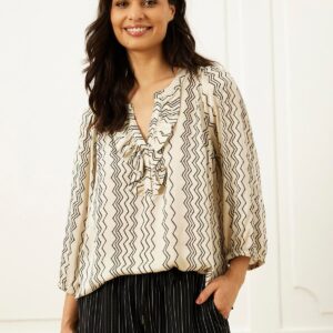 IN FRONT Twist Bluse, Farve: Nature, Størrelse: L, Dame - IN FRONT