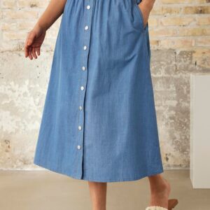 IN FRONT Janne Nederdel, Farve: Denim Light Blue, Størrelse: M, Dame - IN FRONT