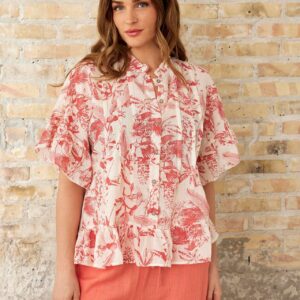 IN FRONT Sophia Bluse, Farve: Coral, Størrelse: M, Dame - IN FRONT