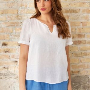 IN FRONT Lino Bluse, Farve: White, Størrelse: XL, Dame - IN FRONT