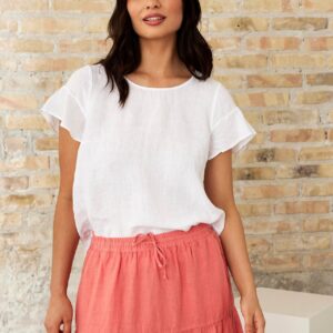 IN FRONT Lino Bluse, Farve: White, Størrelse: L, Dame - IN FRONT