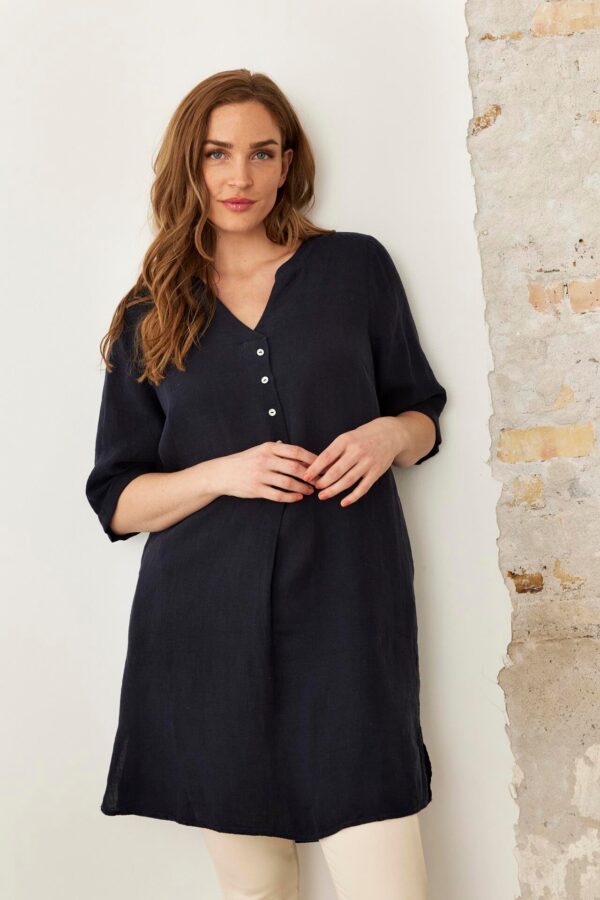 IN FRONT Lino Tunic, Farve: Navy, Størrelse: S, Dame - IN FRONT