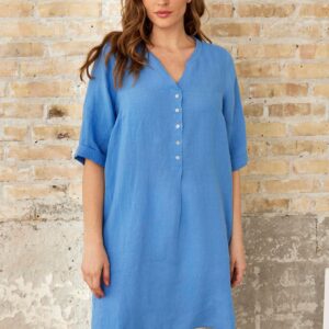 IN FRONT Lino Tunic, Farve: Blue, Størrelse: M, Dame - IN FRONT
