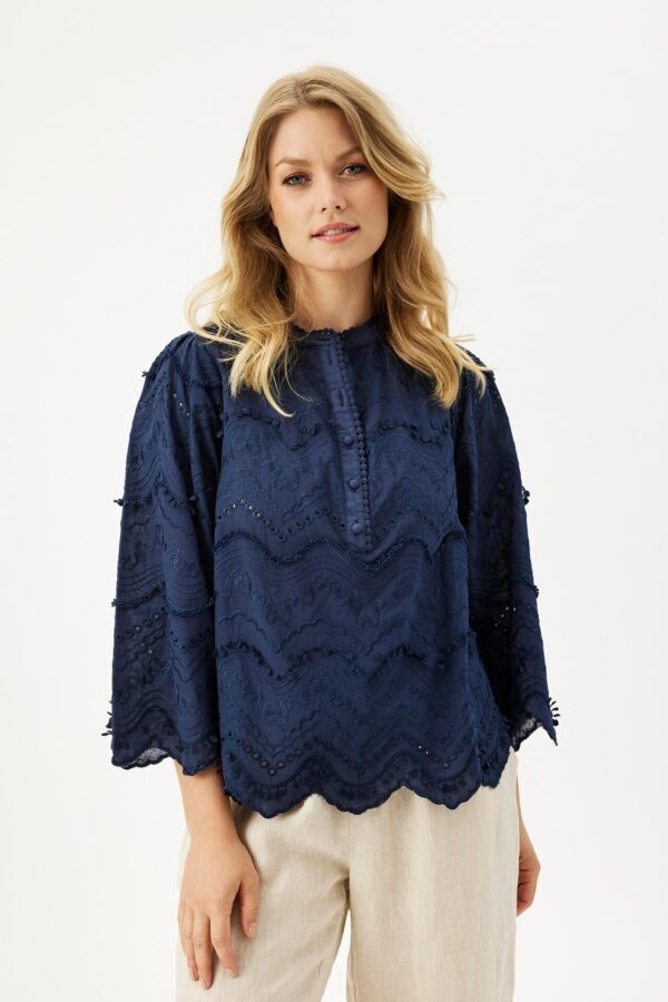 IN FRONT Luna Bluse, Farve: Navy, Størrelse: S, Dame - IN FRONT