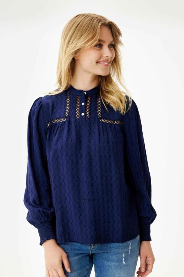 IN FRONT Soffy Bluse, Farve: Navy, Størrelse: S, Dame - IN FRONT