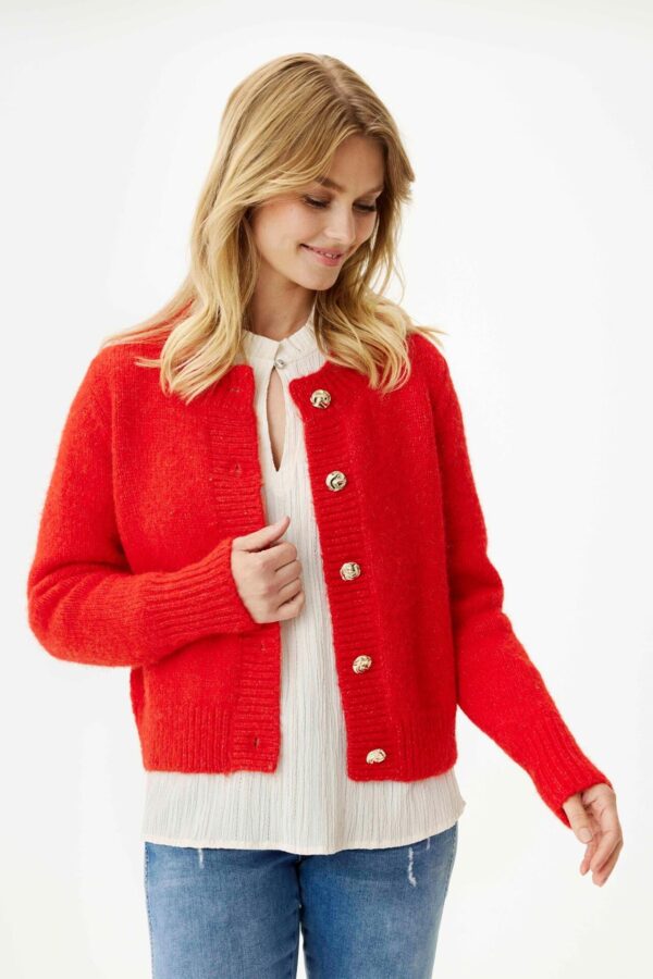 IN FRONT Louisa Cardigan, Farve: Red, Størrelse: L, Dame - IN FRONT