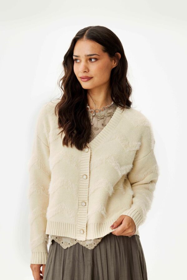 IN FRONT Nico Cardigan, Farve: Cream, Størrelse: L, Dame - IN FRONT