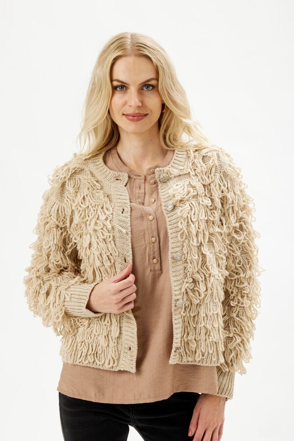 IN FRONT Ritz Cardigan, Farve: Sand, Størrelse: XXL, Dame - IN FRONT