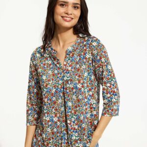 IN FRONT Maracol Bluse, Farve: Multi Blue, Størrelse: L, Dame - IN FRONT