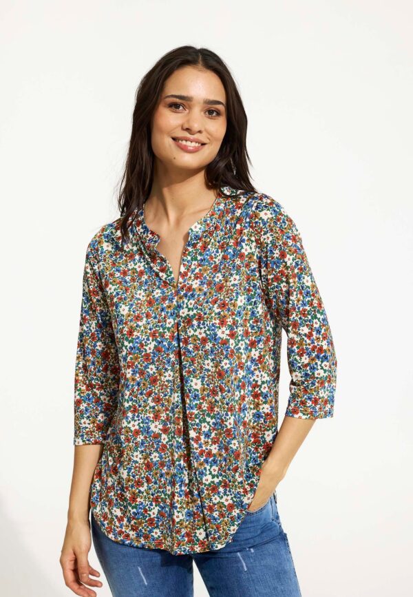 IN FRONT Maracol Bluse, Farve: Multi Blue, Størrelse: M, Dame - IN FRONT