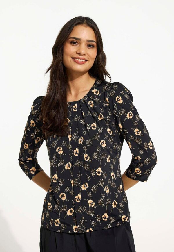 IN FRONT Marcia Bluse, Farve: Black, Størrelse: XXL, Dame - IN FRONT