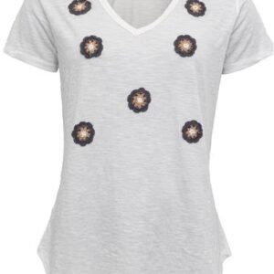 Costamani Top Korte ærmer Hvid/Beige - Costamani