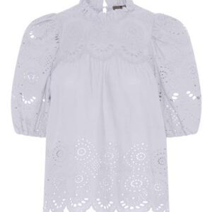 Lundgaard bluse med broderie anglaise Hvid - Lundgaard