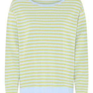 Lundgaard oversize strik Lyseblå/grøn stribet - 6074 - Lundgaard