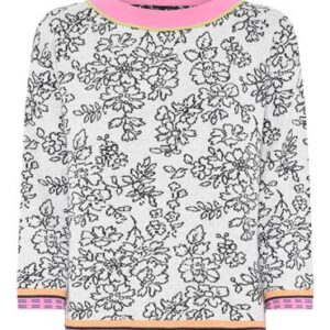 Lundgaard jacquard strik Hvid m. blomster - Lundgaard