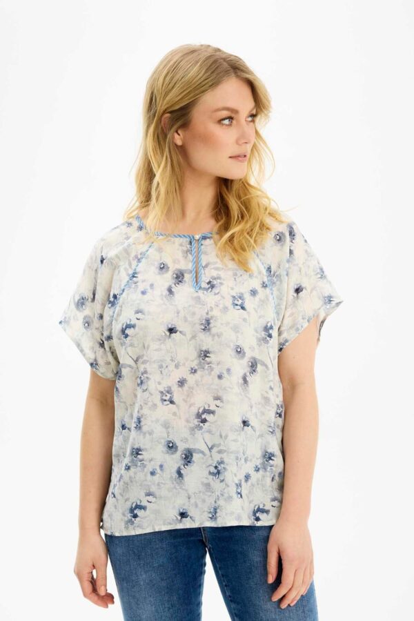 IN FRONT Nuggi Bluse, Farve: Blue, Størrelse: XL, Dame - IN FRONT