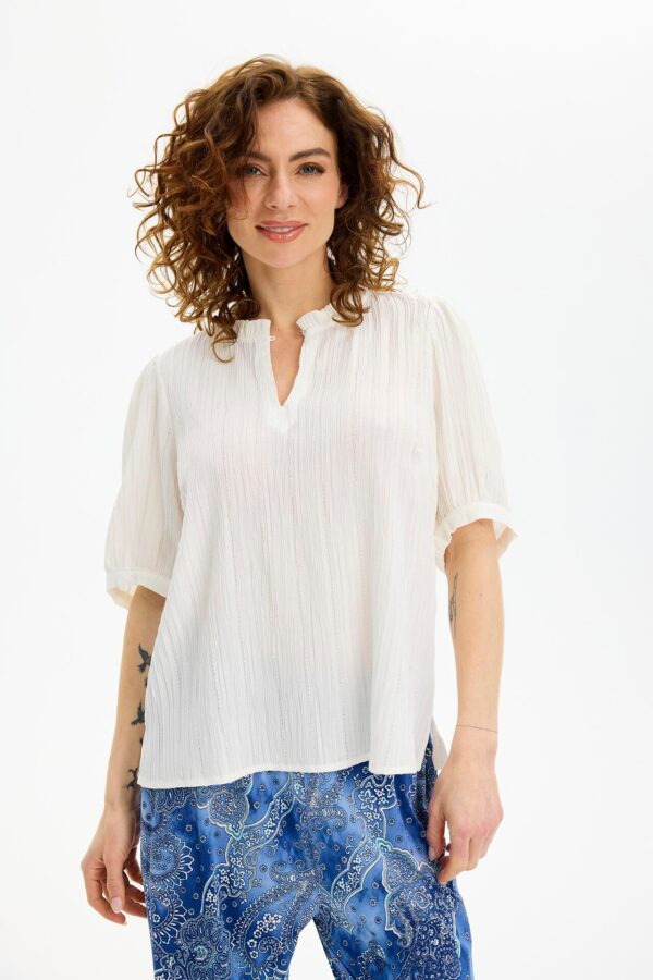 IN FRONT Tove Bluse, Farve: White, Størrelse: M, Dame - IN FRONT