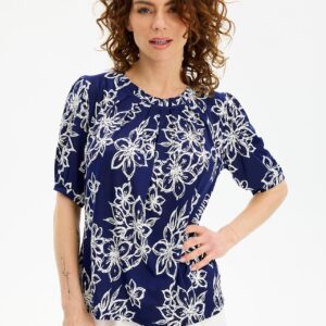 IN FRONT Grazia Bluse, Farve: Navy, Størrelse: L, Dame - IN FRONT