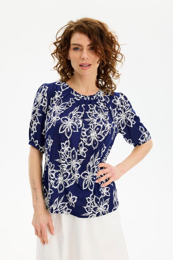 IN FRONT Grazia Bluse, Farve: Navy, Størrelse: L, Dame - IN FRONT