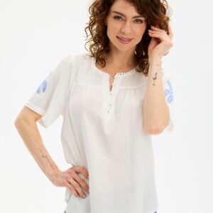 IN FRONT Elvira Bluse, Farve: White, Størrelse: XL, Dame - IN FRONT