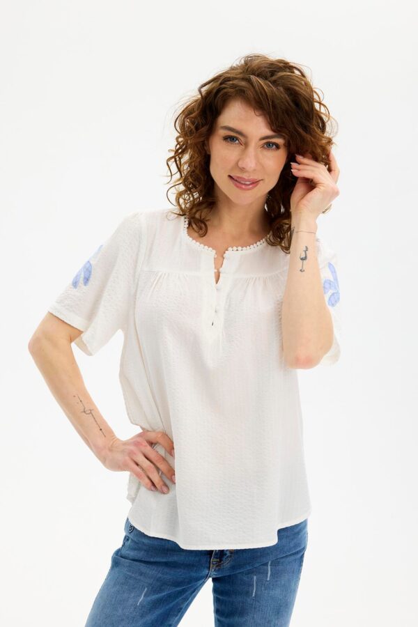IN FRONT Elvira Bluse, Farve: White, Størrelse: XL, Dame - IN FRONT
