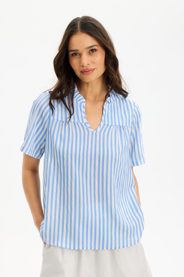 IN FRONT Tina Bluse, Farve: Blue, Størrelse: M, Dame - IN FRONT