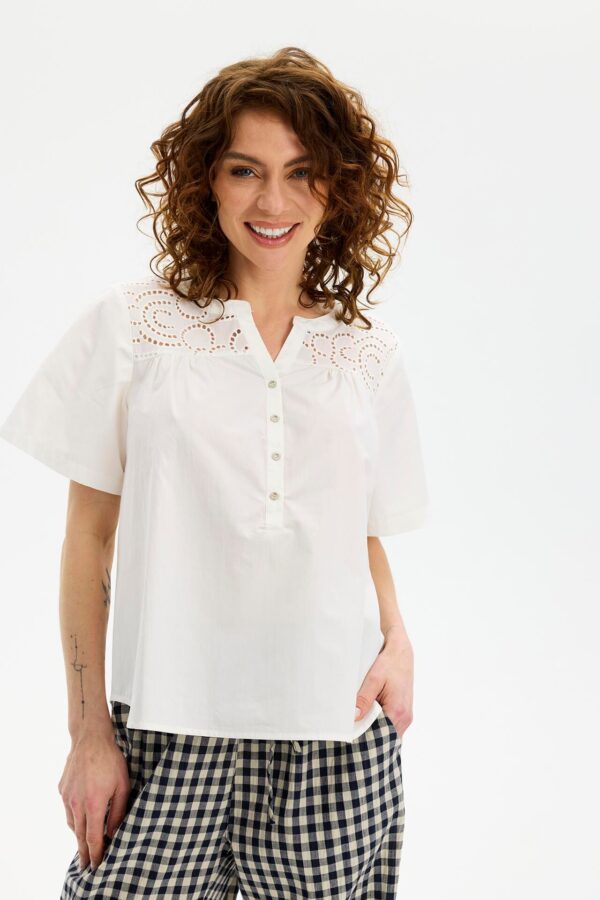IN FRONT Kirsten Bluse, Farve: White, Størrelse: XL, Dame - IN FRONT