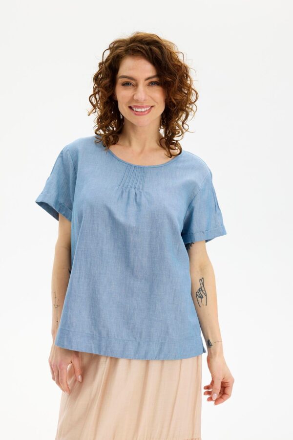 IN FRONT Ane Bluse, Farve: Blue, Størrelse: XXL, Dame - IN FRONT
