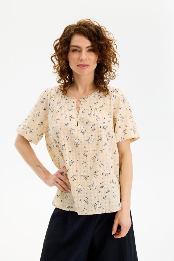 IN FRONT Jette Bluse, Farve: Sand, Størrelse: XL, Dame - IN FRONT