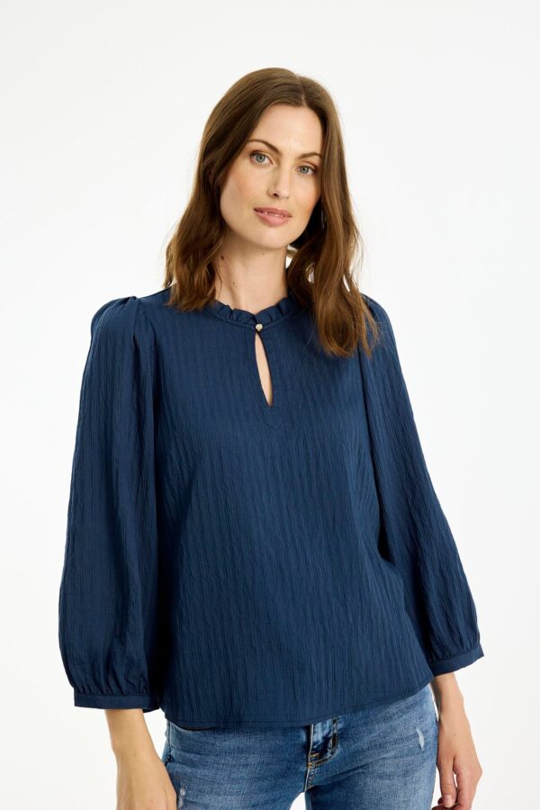 IN FRONT Franny Bluse, Farve: Navy, Størrelse: L, Dame - IN FRONT