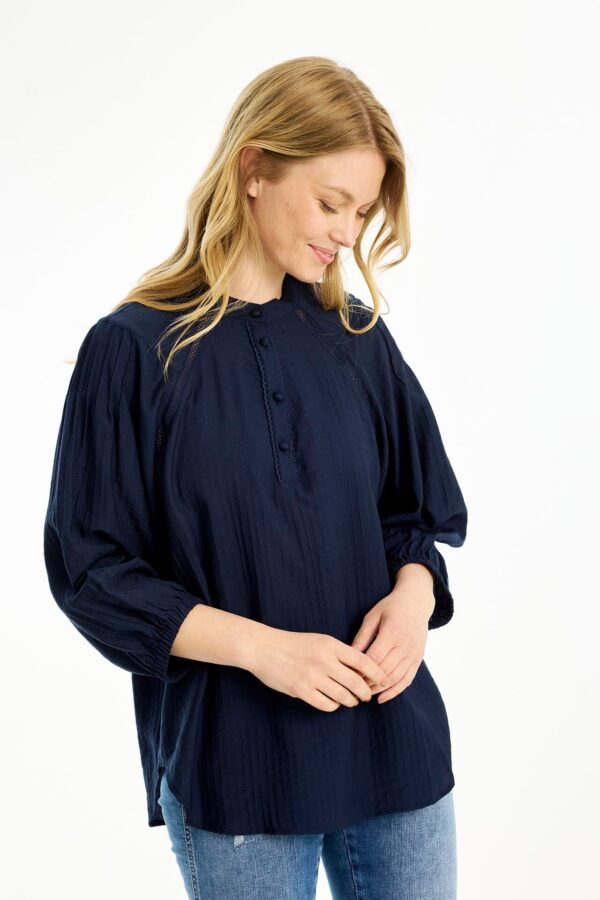IN FRONT Oline Bluse, Farve: Navy, Størrelse: L, Dame - IN FRONT