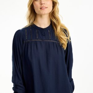 IN FRONT Safran Bluse, Farve: Navy, Størrelse: M, Dame - IN FRONT