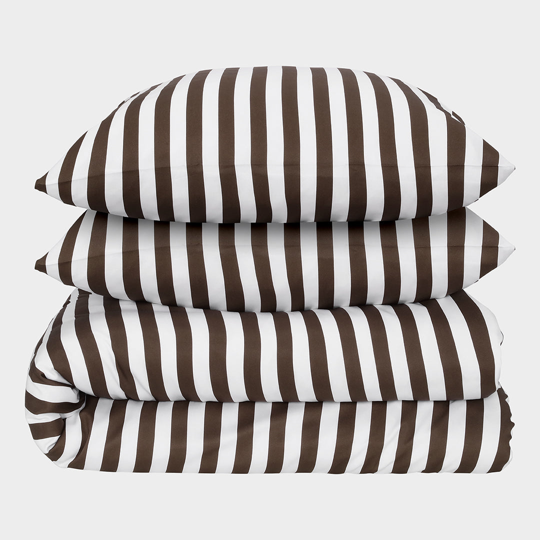 Bambus sengetøj hvid/brun bred 200Ã220 - Bambuni