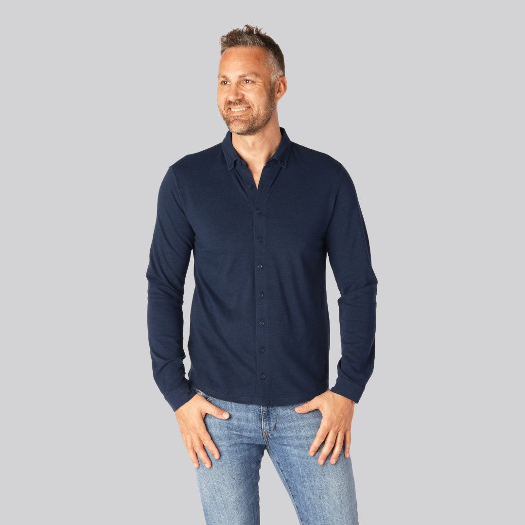 Bambus skjorte i navy til mænd - Bambuni