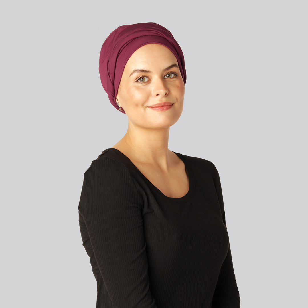 Bambus snoet turban i bordeaux til damer - Bambuni