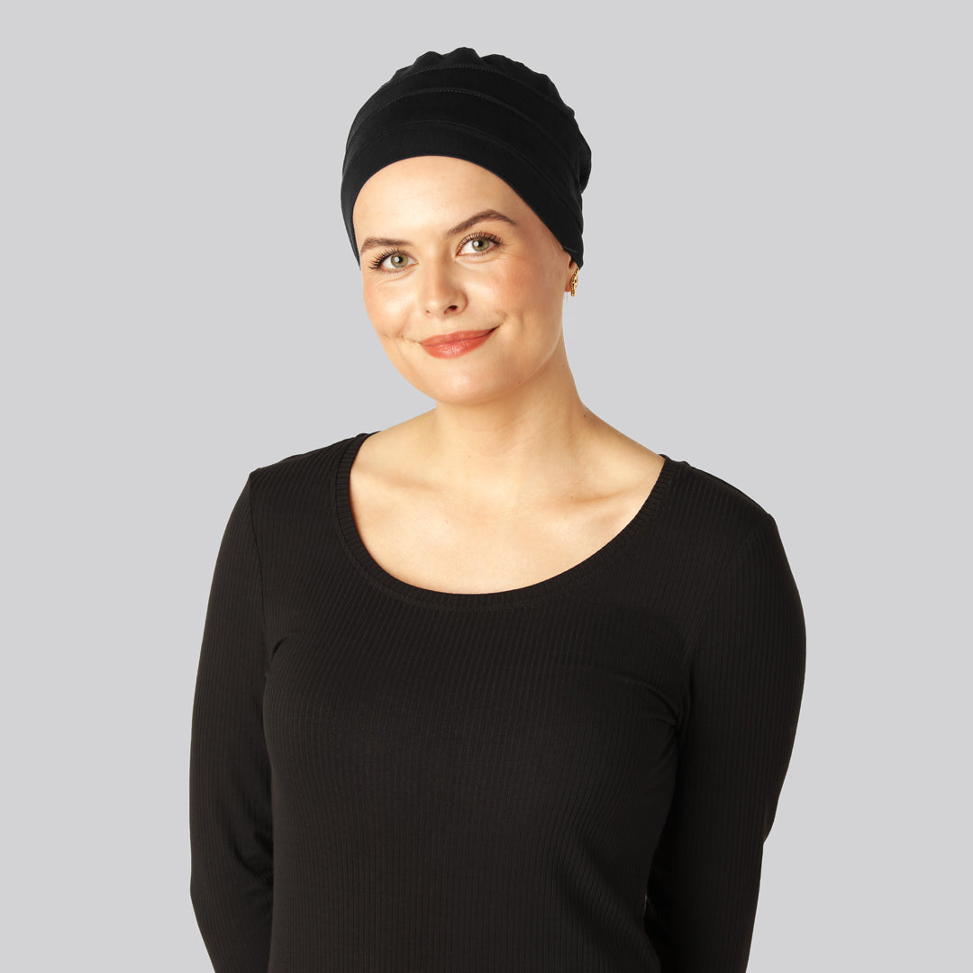 Bambus klassisk turban i sort til damer - Bambuni