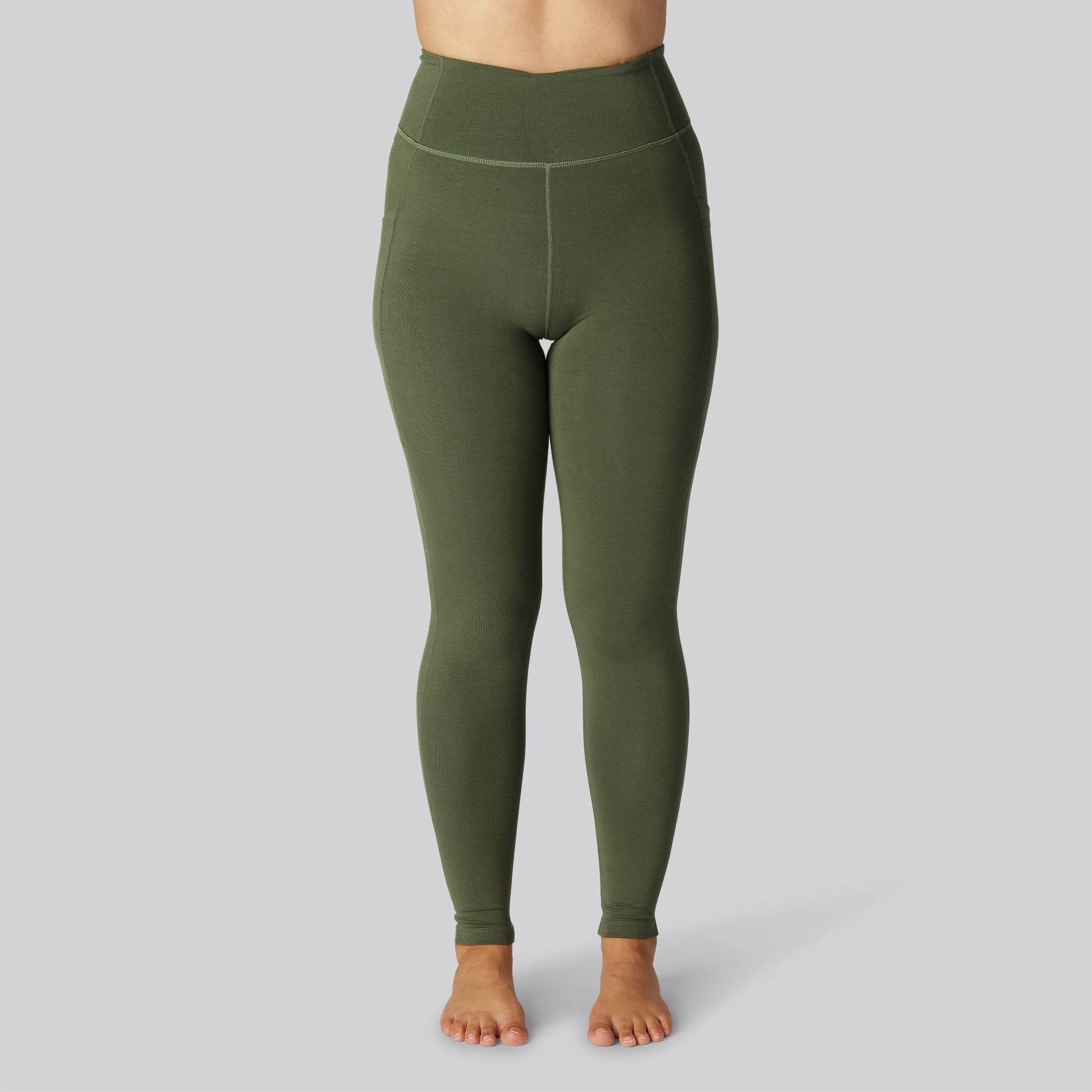 Bambus fitness tights i grøn til damer - Bambuni