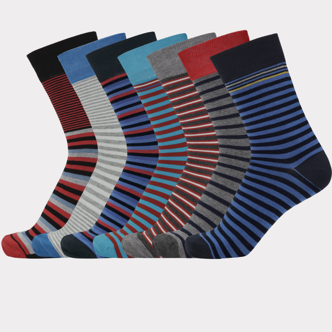 Bambus strømper 7 par stribede strømper til mænd - Bambuni