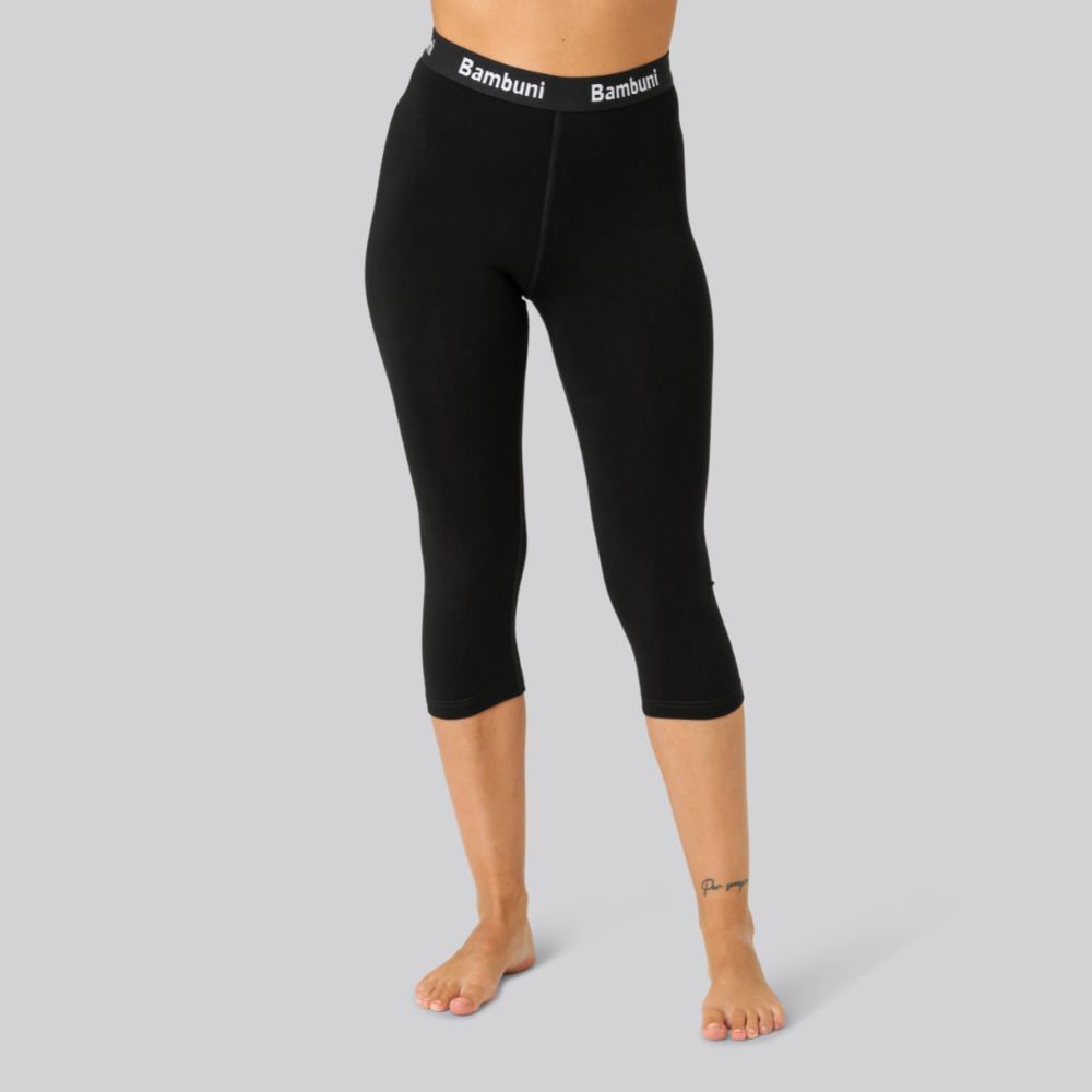Bambus 3/4 leggings i sort til kvinder - Bambuni