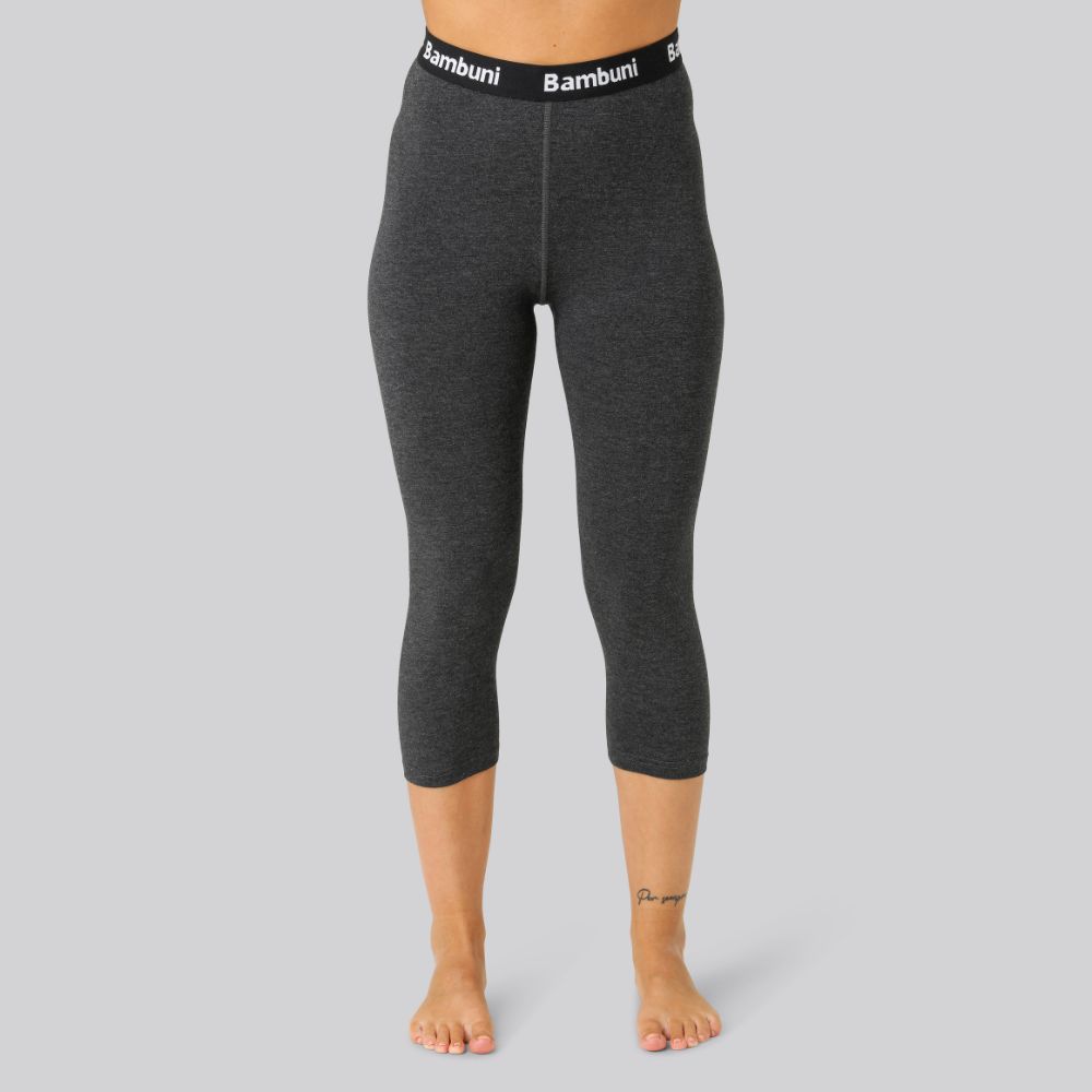 Bambus 3/4 leggings i koksgrå til kvinder - Bambuni